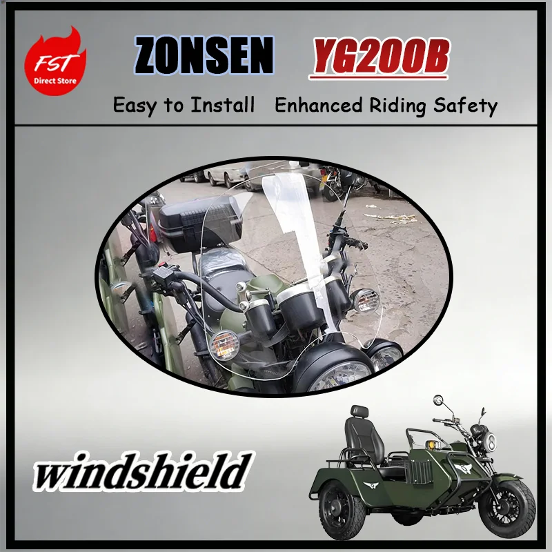 

FOR Premium Tall Imported Windshield Compatible with Zongshen Yinguang Sidecar Tricycle, Heightened Front Windscreen