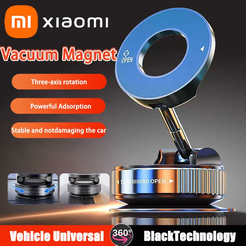 Xiaomi 磁気真空車載電話ホルダー 360度回転 吸盤式ナビスタンド ブラケット 車載ホルダー デスク/バス/車用 ユニバーサル