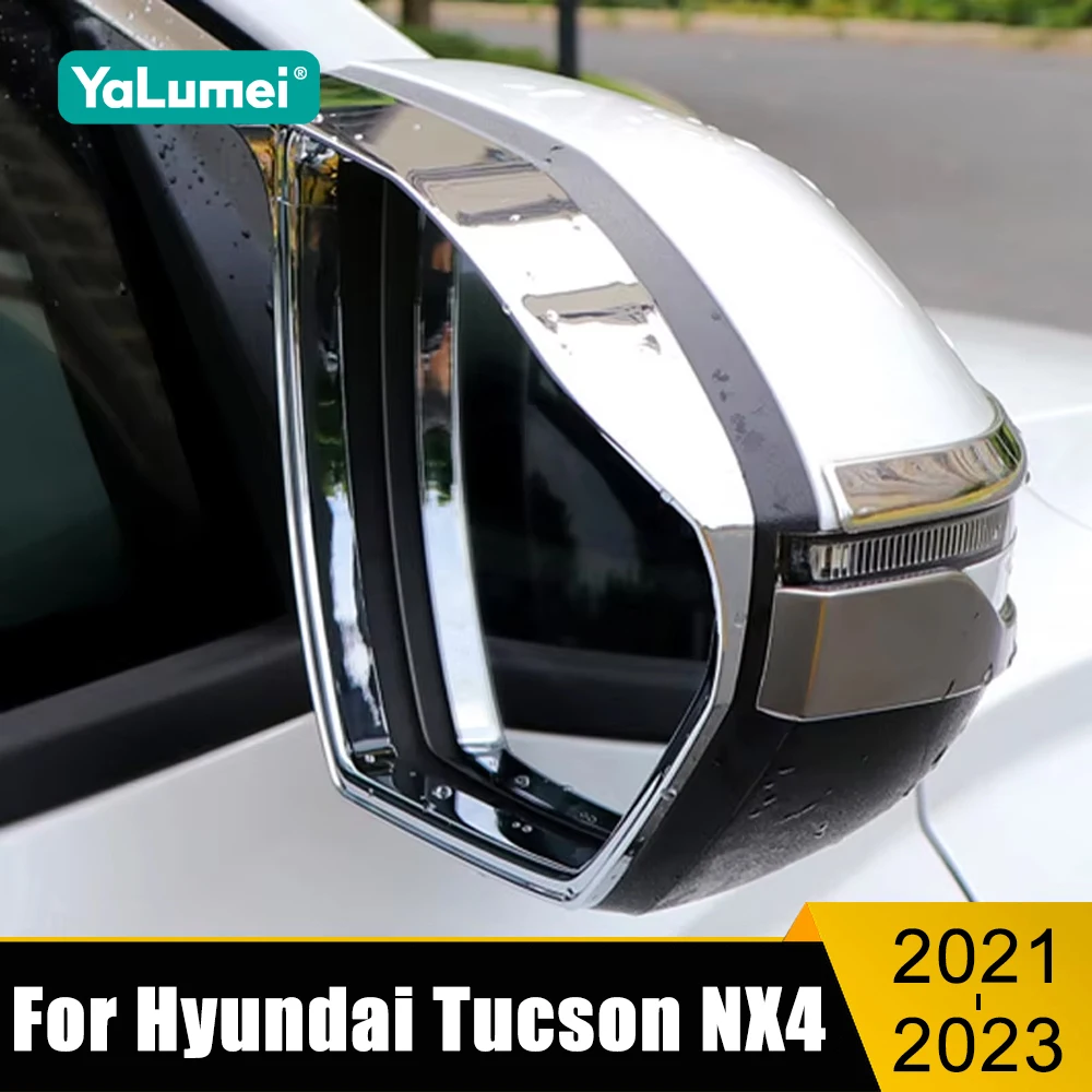 

For Hyundai Tucson NX4 2021 2022 2023 Hybrid N Line Car Rearview Mirror Eyebrow Rainproof Rain Protector Trims Cover Accessories