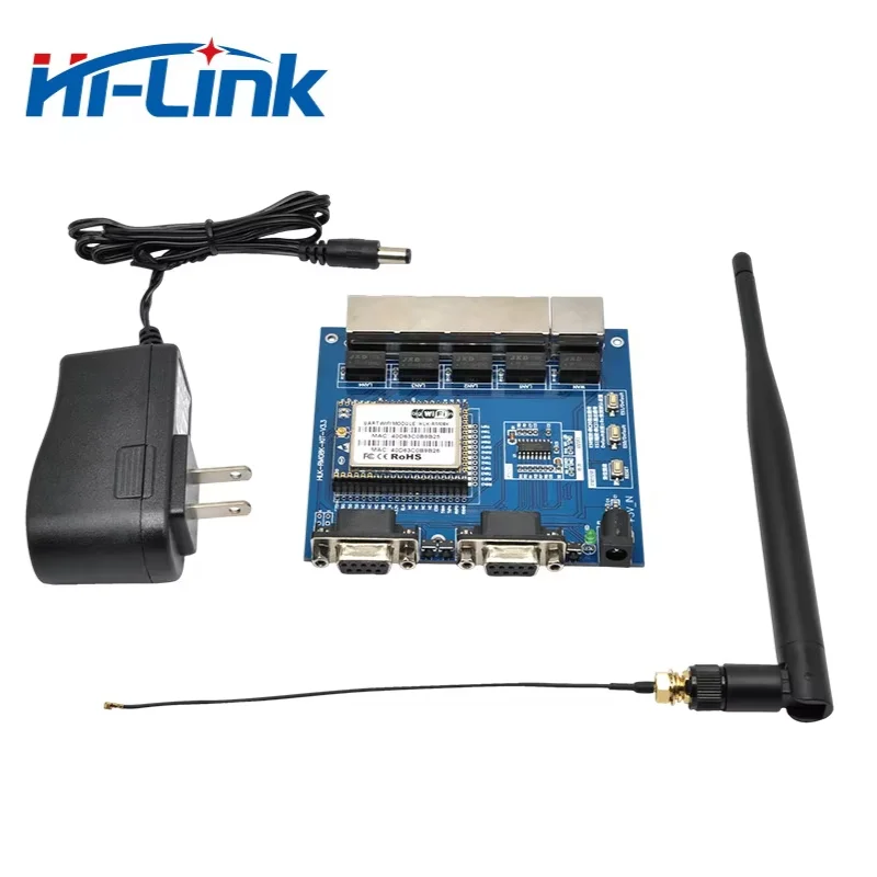 Бесплатная доставка HLK-RM08K последовательный модуль Wi-Fi четыре порта Ethernet два последовательных порта UART к модулю WIFI MT7688K макетная плата