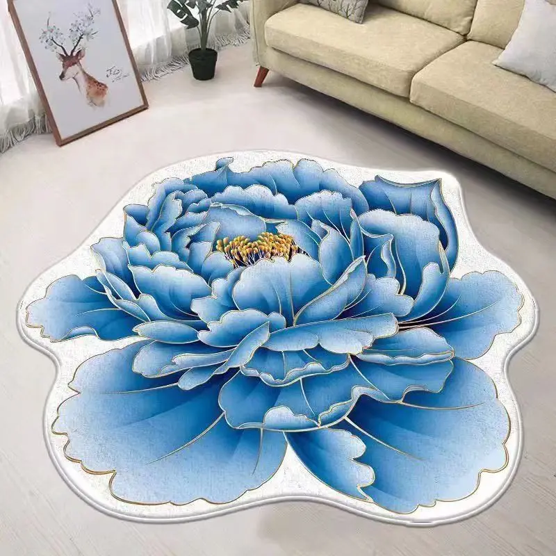 Creative Personality Abnormals Flower Crystal Velvet Carpet Home Bedroom Dresser Bedside Non-slip Coffee Table Mat