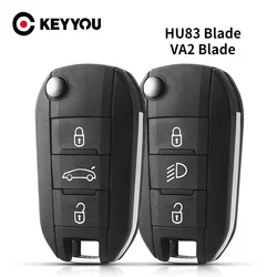 KEYYOU obudowa pilota bez kluczyka do Peugeot 208 2008 301 308 508 5008 RCZ do Citroen c-elysee C4-Cactus reflektor środkowy 3 przyciski