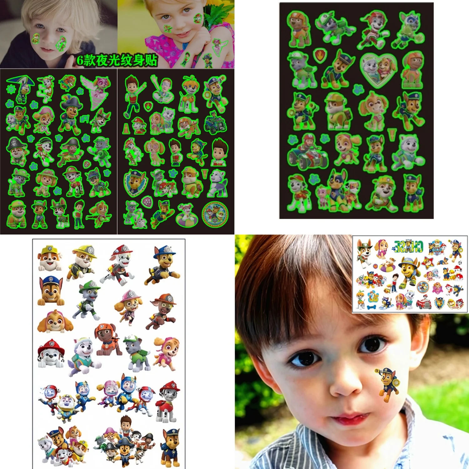 

Fake Tattoo Paw Patrol Stickers Waterproof Child Temporary Tattoo Luminous Tattoo Stickers Paw Sticker Dog them kid Party Favors