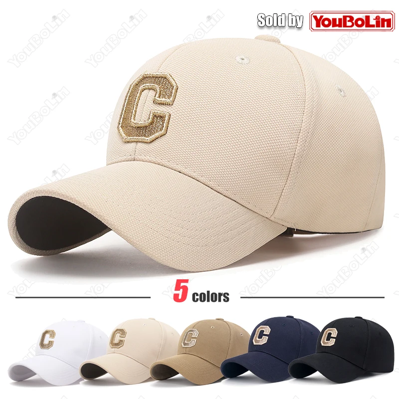 High Quality Large Head Circumference C Letter Gold Thread Embroidery Elastic Pineapple Cloth Adjustable Hard Top Baseball Cap