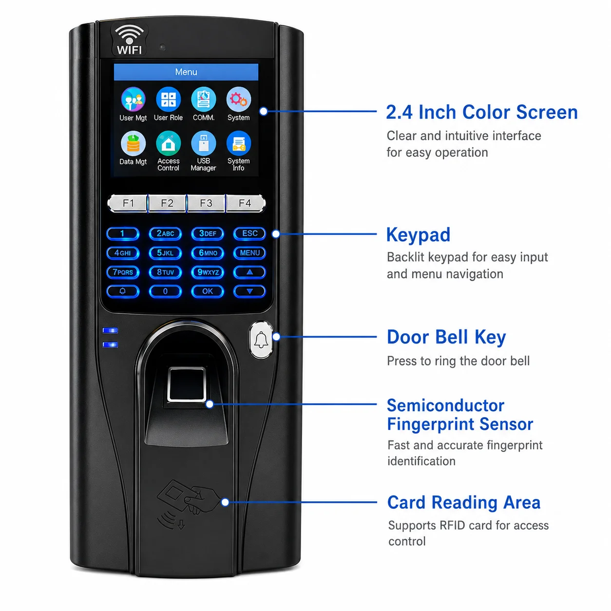 Cloud WiFi TCP/IP Biometric Fingerprint Door Lock Access Control System Finger Time and Attendance