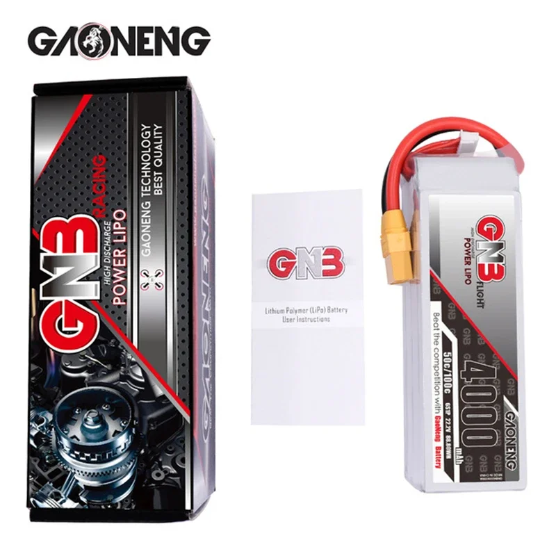 GNB-Batterie Lipo HV d'origine MAX 100C 22.2V 6S 4000mAh pour importateur FPV RC, hélicoptère, voiture, bateau UAV, pièces RC avec prise compte 60 et 90 T