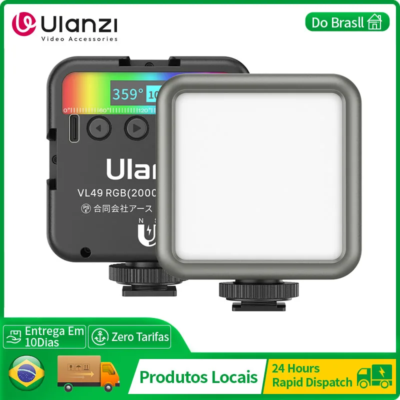 Ulanzi VL49 RGB Video Light Fill Light لكاميرا الهاتف الذكي والتصوير الفوتوغرافي وتسجيل الفيديو من BR