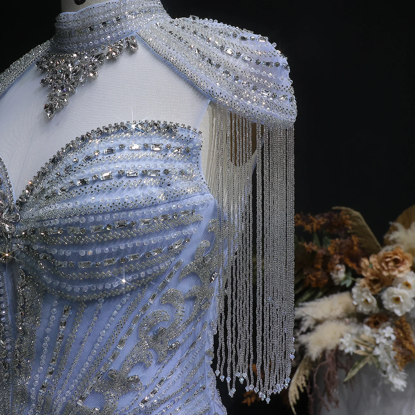 Sharon Said Arabisches Rosa Sweetheart Langes Meerjungfrauen-Abendkleid mit Cape-Quaste für Damen Hochzeitsfeier-Kleider SS190 Maßanfertigung – Detail 19