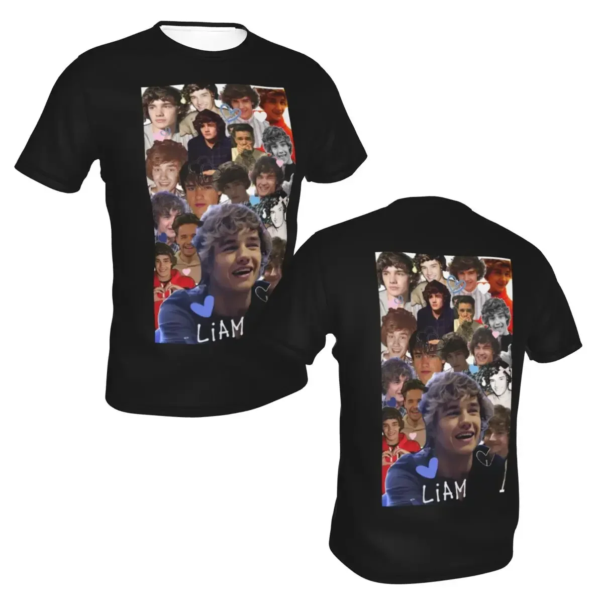 polyester Liam Payne Photo Collage T-Shirt Men's Classic T Shirt Men Round Neck Summer Shirts Tops