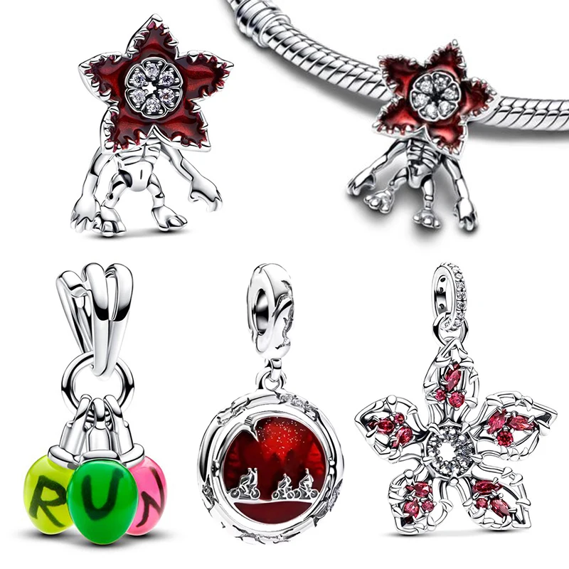 New in Disney Charms 925 Silver Man-Eating Flower Charms Beads Fits 3mm Original Bracelet Necklace Womens DIY Fine Jewelry Gifts