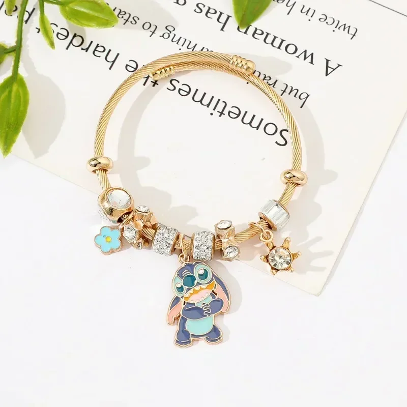 Disney Stitch Pandora Bracelet Cartoon Anime DIY Beads Rhinestone Girls Bracelet Fashion Charm Children Jewelry Christmas Gifts