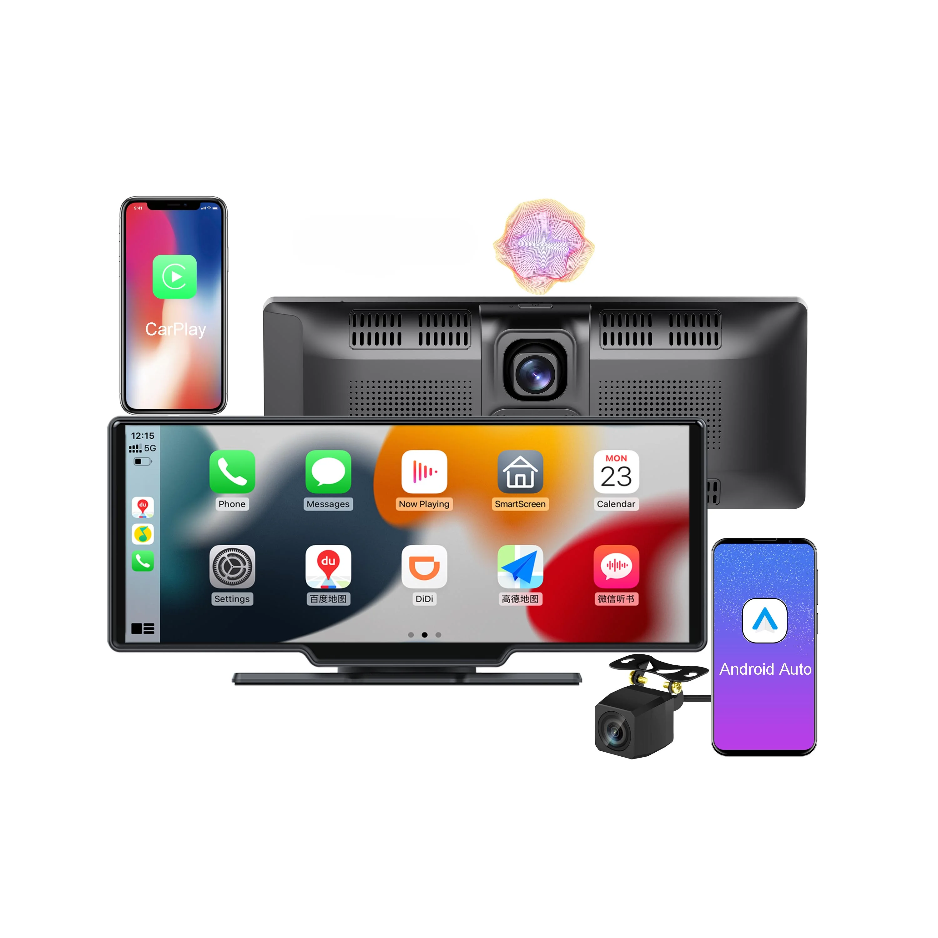 

2024 New 10.26 HD Smart Screen Carplay Car Dashcam 2K1440p Dual Lens radio audio system mp5 player