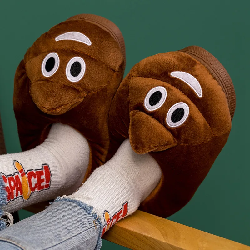 Funny Stinky Stuffed Plush Home Slippers Kawaii Home Stool Fun Cotton Shoes Girls' Shit Shoes