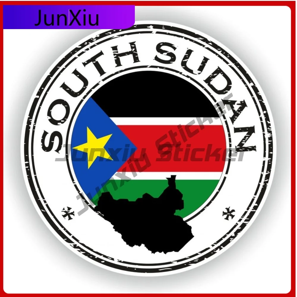 

South Sudan Seal Sticker Round Flag Unique Vinyl Decal Waterproof Exterior Decor for Car Body SUV Motocross Windshield Guitar