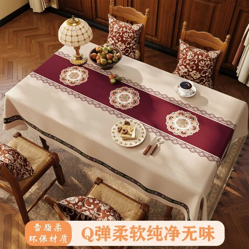 Chinese Classical Tablecloth, High-end Eco-friendly Soft Non-marking Waterproof Oil-proof Cover for Dining Table