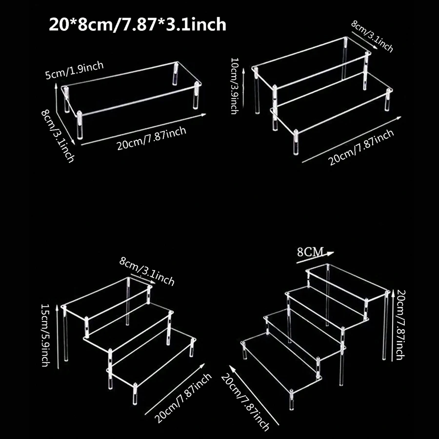 Transparent Display Stand Acrylic Risers Shelf Pop Figures Storage Rack Cosmetic Perfume Organizer Nail Polish Display Holder
