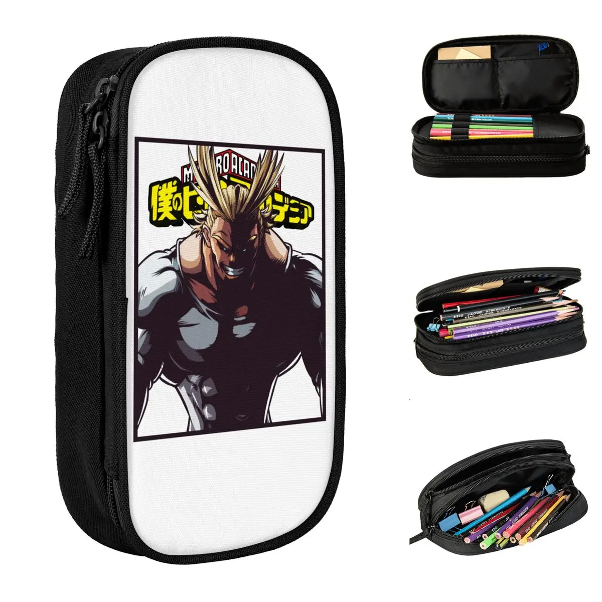 My Hero Academia All Might Pencil Cases Pen Bags Girls Boys Large Storage School Supplies Zipper Pencilcases