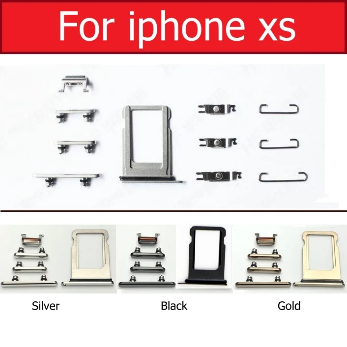 مجموعة كاملة من صينية بطاقة Sim لزر كتم الصوت والطاقة وحجم الصوت مع حلقة مقاومة للماء لهاتف iPhone 7 8 plus X XS MAX XR أجزاء حديد معدنية صغيرة #5