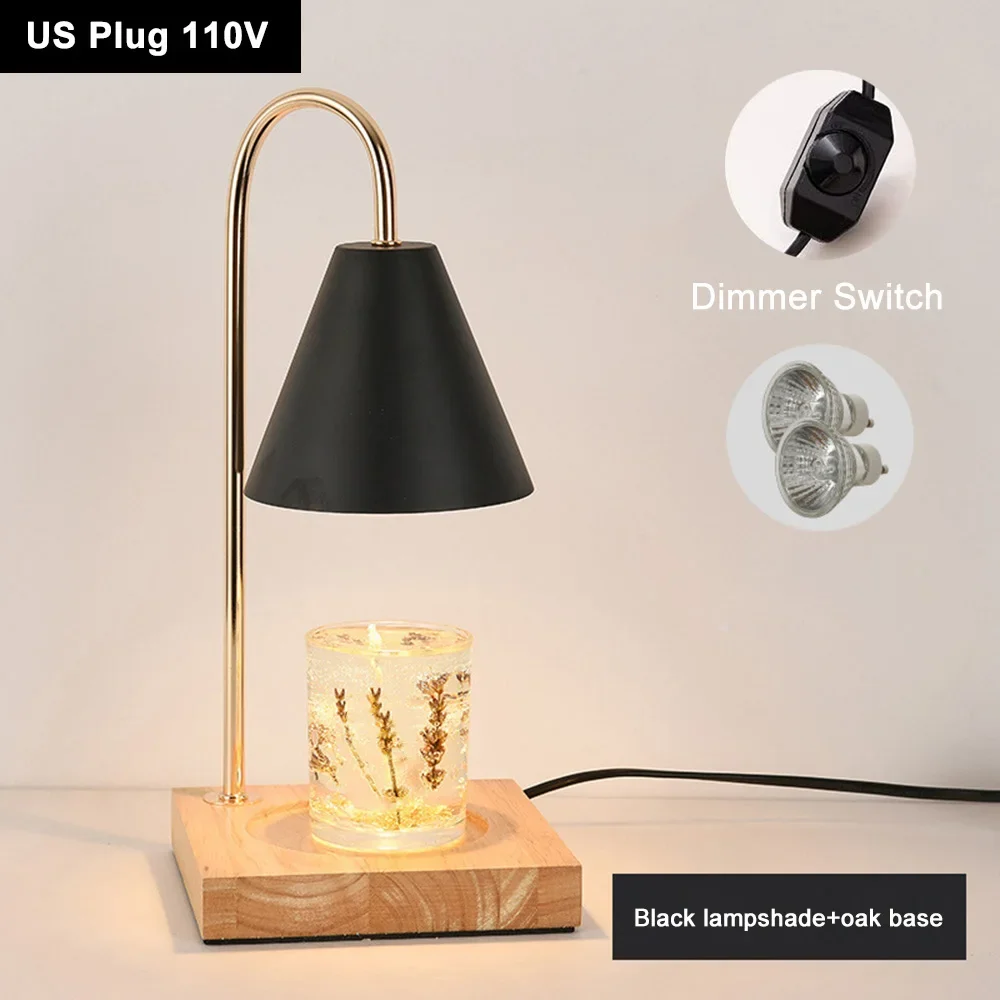 

Electric Candle Warmer Wax Melting Light Retro Candle Heating Lamp Creative Aromatherapy Table Wooden Base Bedside Decor