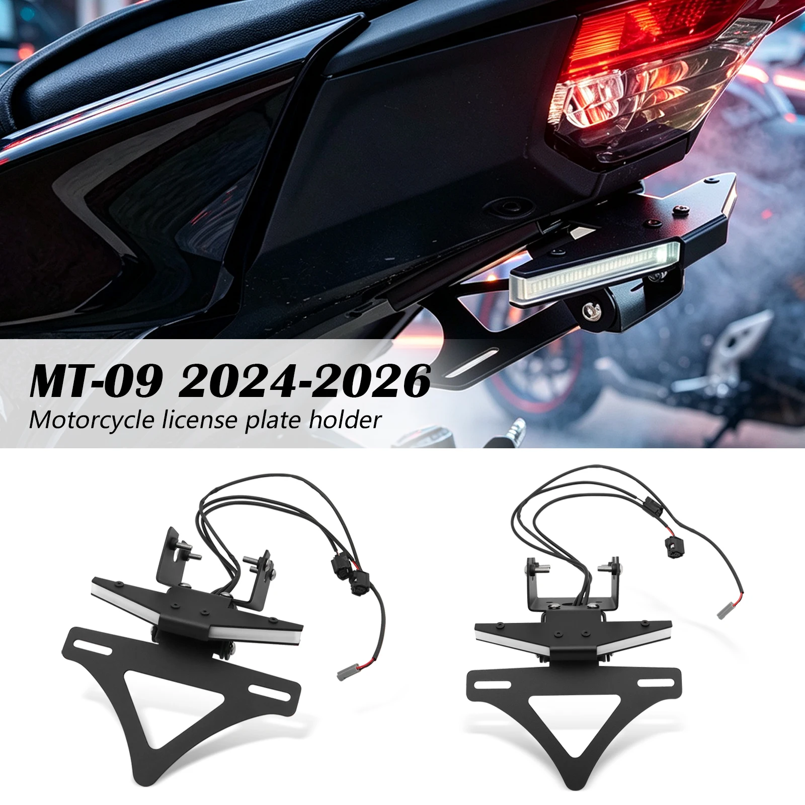 

Motorcycle License Plate Holder Tail Tidy Rear Fender Eliminator LED Indicator Bracket for MT-09 2024 2025 2026