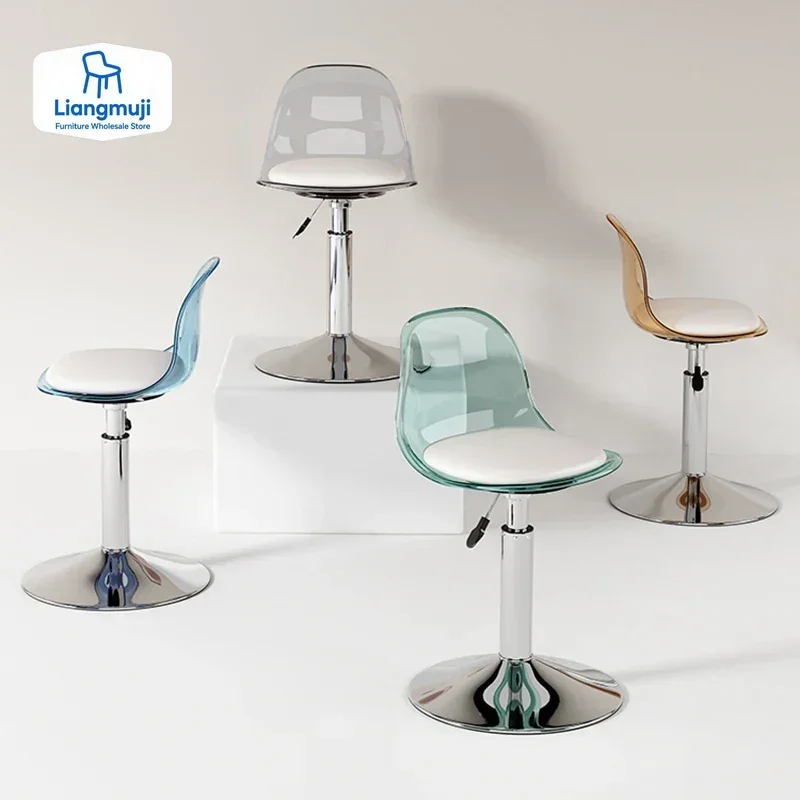 

Nordic Swivel Bar Chairs Modern Acrylic Adjustable Reception Bar Chairs High Stool Minimalist Design Home Furniture Cadeira LLBC