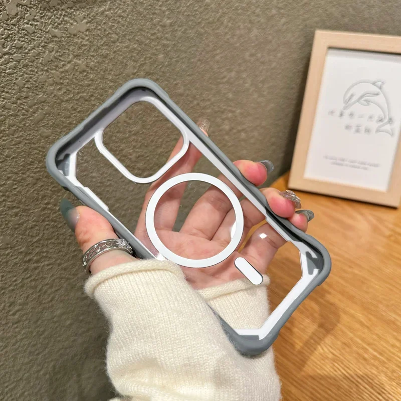 Hit Color Magnetic For Magesafe Wireless Charge Case For iPhone 17 Pro 16 13 14 12 15Pro Max Transparent Shockproof Bumper Cover - náhled 6