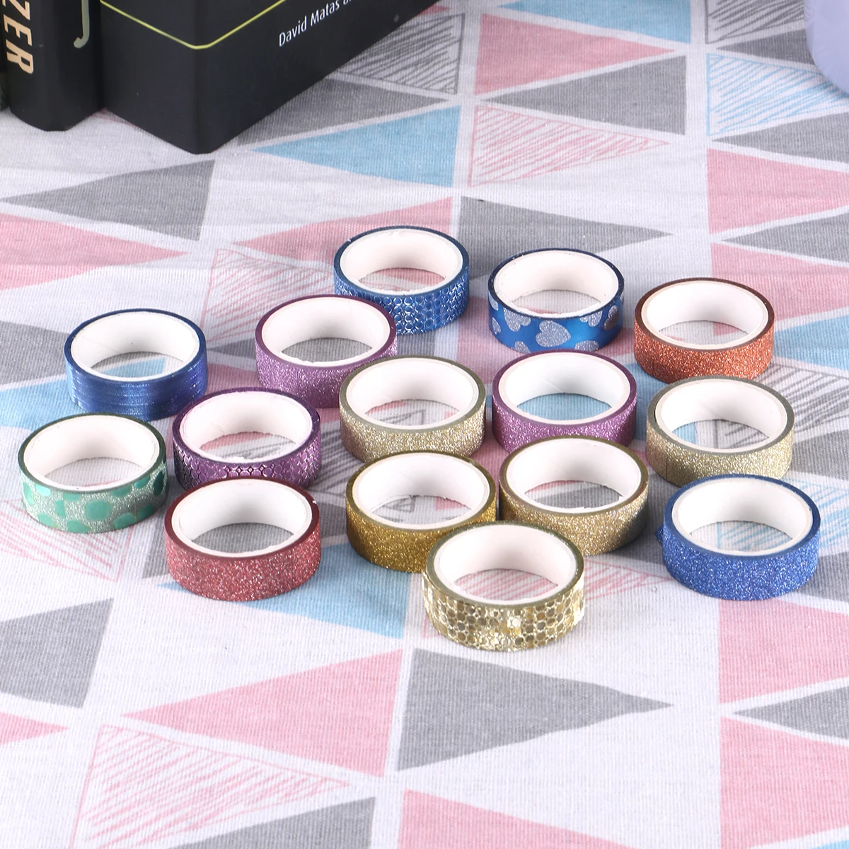 

10 Pcs Gold Glitter Tape Aesthetic Patterned Stickers Scrapbooking Masking Adhesive