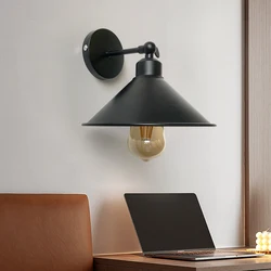 1Pc black industrial swing arm wall lamp, E27 bulb base, living room, bedroom, study, bedside lighting fixture (without bulb)