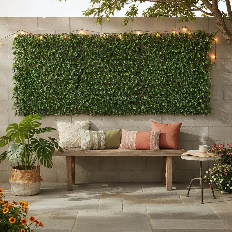 

Expandable Fence Privacy Screen with Sun-Protective Artificial Hedge for Balcony Patio