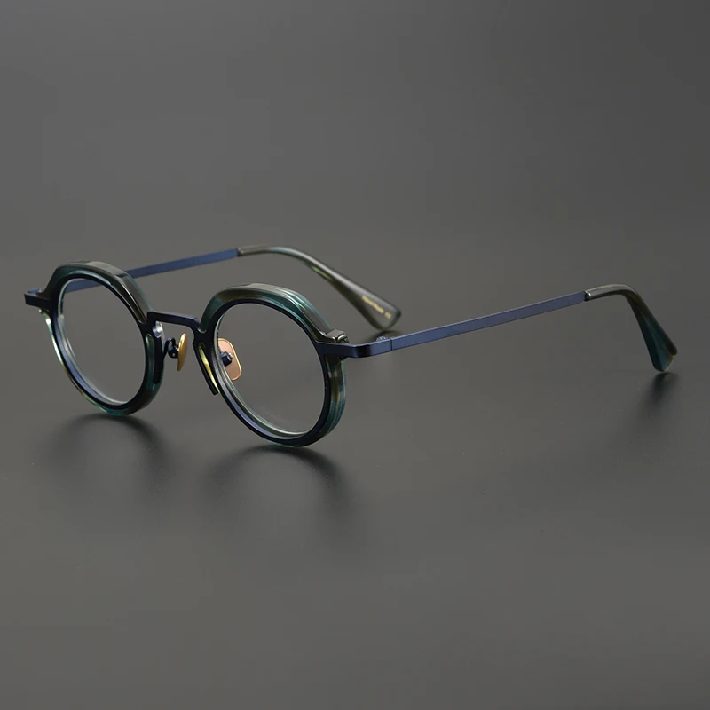 Acetate Round Eyeglasses Frame Male Women Vintage Reading Glasses Men Prescription Glasses Anti Blue Light 0 +1.25 1.5 1.75 2.0