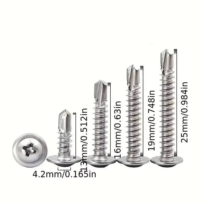 SUS410 #8 M4.2 50pcs Round Head With Middle Self Tapping Screws Cross Plate Head Screws With Pad For Warsaw Drill Tail Dovetai