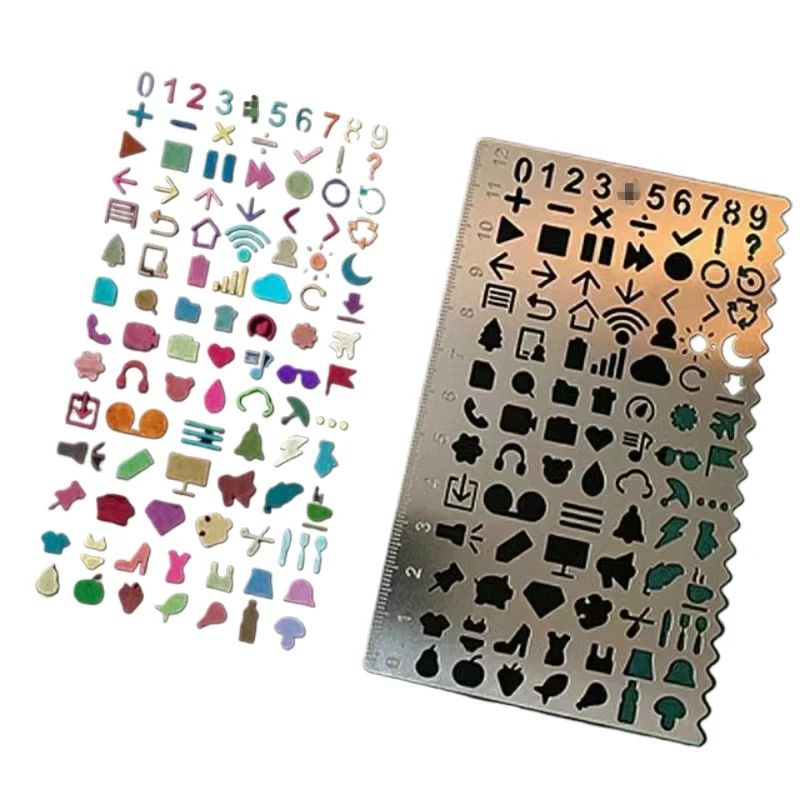 Stainless Steel Drawing Stencil Template Ruler Multifunctional DIY Journal Craft Tool for Students Office