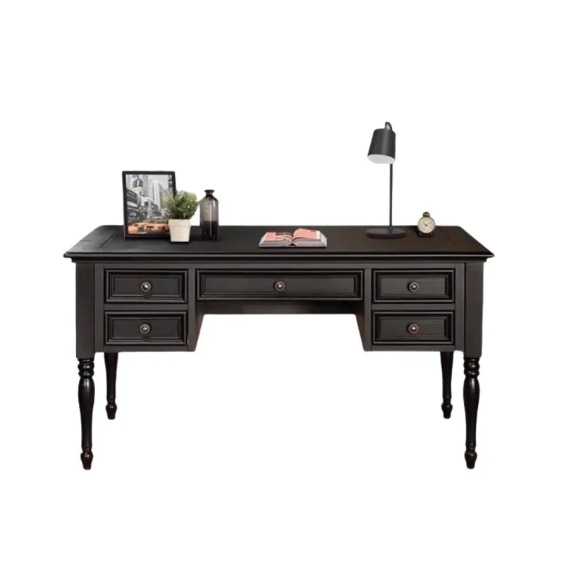 

American rural retro solid wood desk modern desk study home writing desk customization