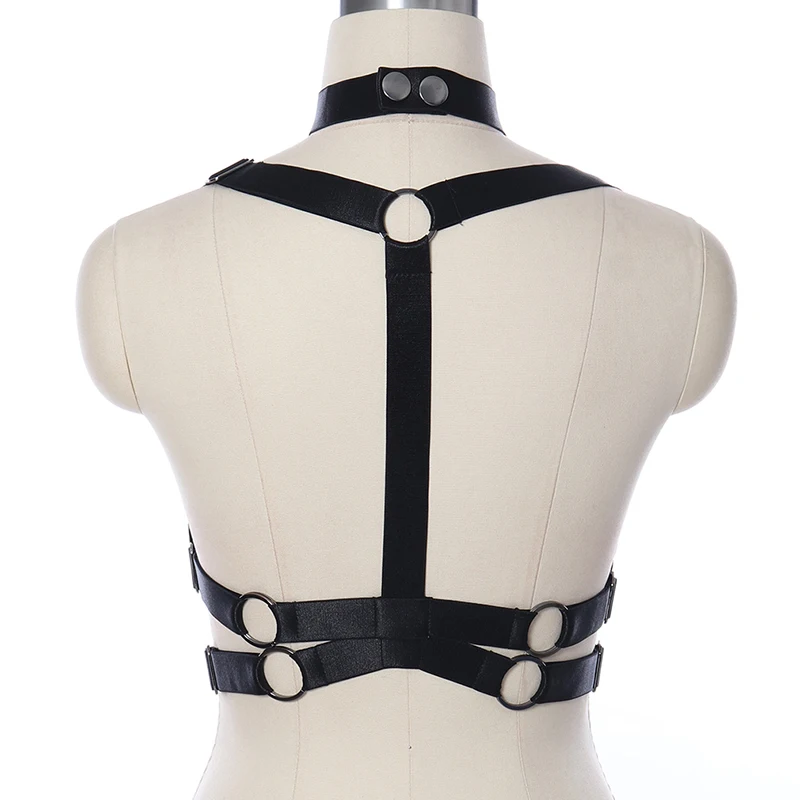 Hollow Sexy Body Harness Elastic Body Cage Bra Women Fetish Bondage Pole Dance Wear Goth Adjustable Harness Bra Suspenders