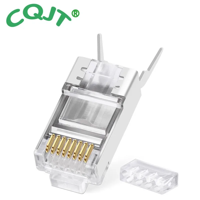 rj45 Connector Network Cable 1000m 10/50/100pcs Dovetail Cat7 Plug Gold-plated Shielded Ftp 8p8c Crimp