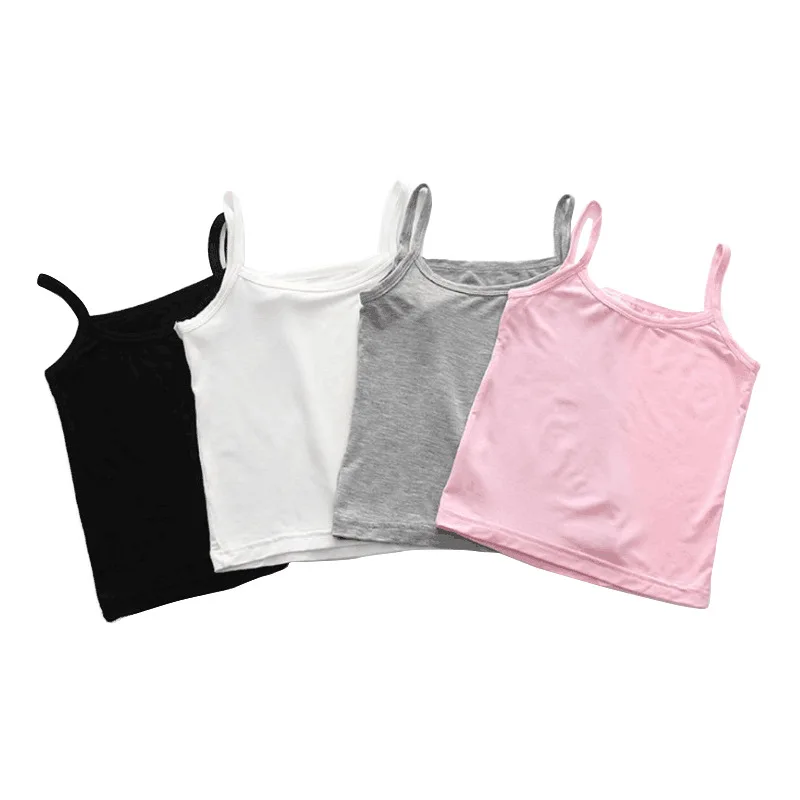 

4pcs Kids Undershirt Girls Cute Design Singlet Cotton Underwear Tank Soft Breathable Cotton Tops for Baby Girl Size 110-150