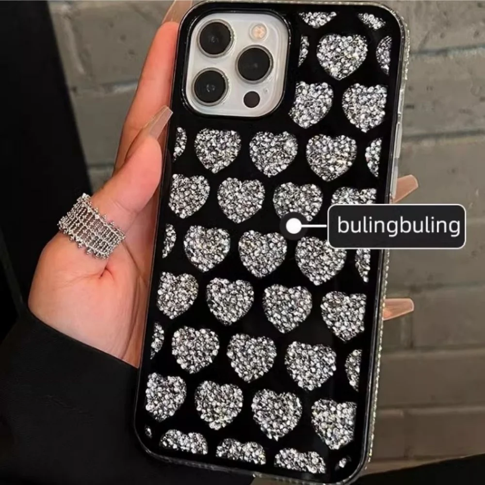 

Красивый 3D Love, Роскошный телефон со стразами, 15 дюймов, Promax, iPhone 15 Pro, минималистичный 13 Promax Premium 12 Pro, защита от падения