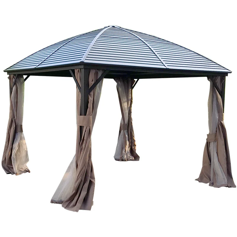 

Outdoor, aluminum alloy wrought iron leisure pavilion, courtyard garden luxury pavilion, European awning
