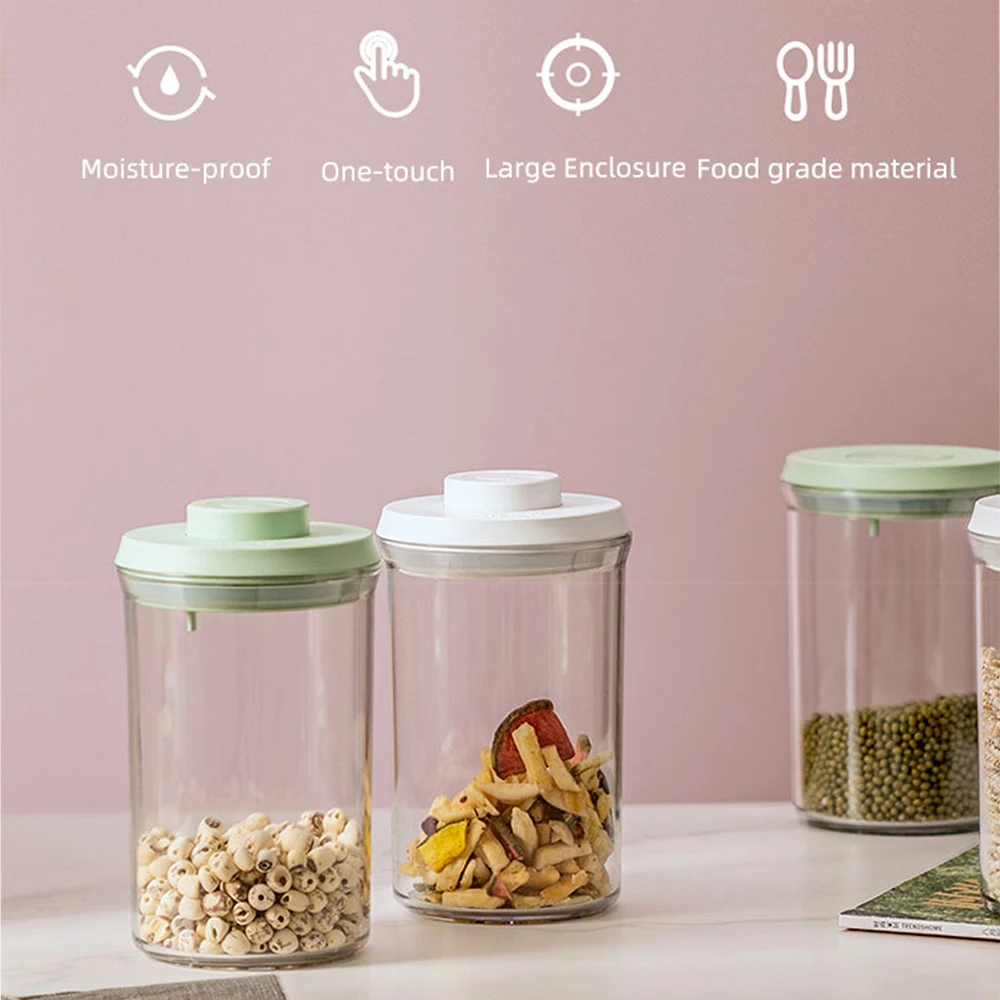 Sealed Jars Kitchen Pressing Moisture Resistant Fresh Food Storage Jar Candy Coffee Fridge Sealed Leakproof Transparent Storage