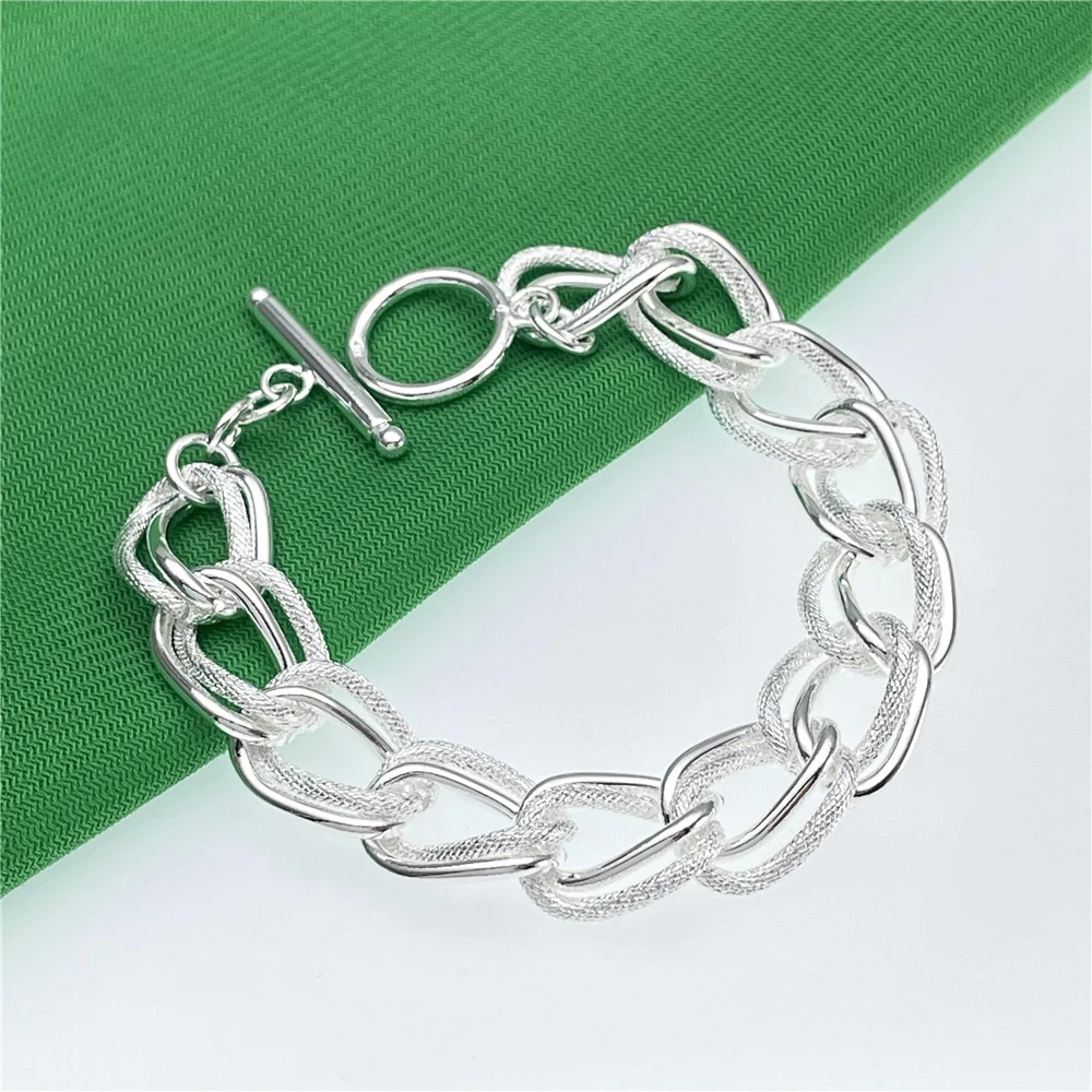 Andara925 sterling silver bracelet fashion double ring bracelet women engagement jewelry gift