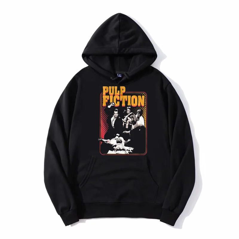 Men Hoodie Funny Retro Adrenaline Shot Pulp Fiction Hoody Sweatshirt Tops Mia Wallace Tops Cotton Pullover Streetwear Oversize