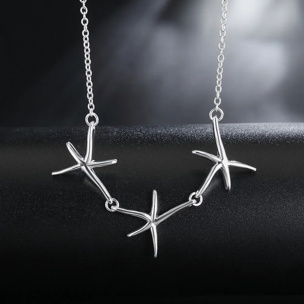 

PABEYN 925 Sterling Silver Exquisite Starfish Necklace Fashion Wedding Engagement Jewelry Gift for Women and Men