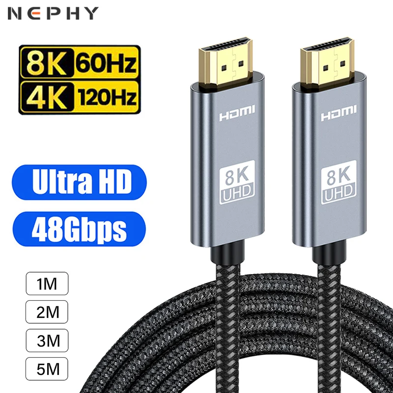 8k 60hz hdmi-kompatibles 2,1 kabel für xiaomi mi tv box ps4 ps5 hoch geschwindigkeit 4k 120hz hdmi 2,1 langer draht 1m 2m 3m 5 m 1 2 3 5 meter