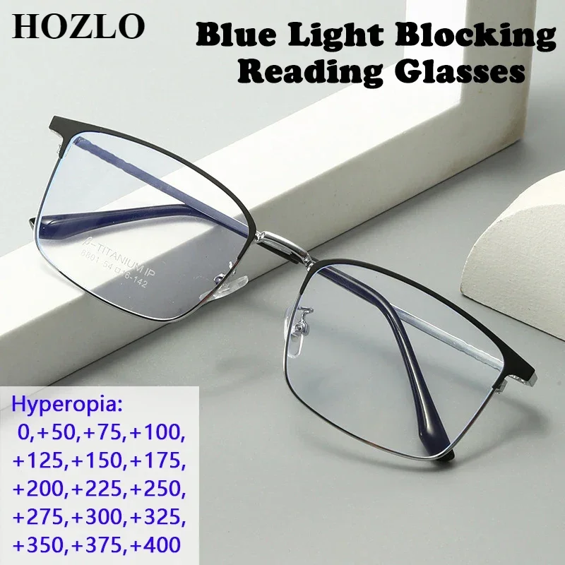 

Vintage Metal Anti Blue Light Reading Glasses Rectangle presbyopia Women Men Spectacles Custom Positive Diopters Lens Leesbril