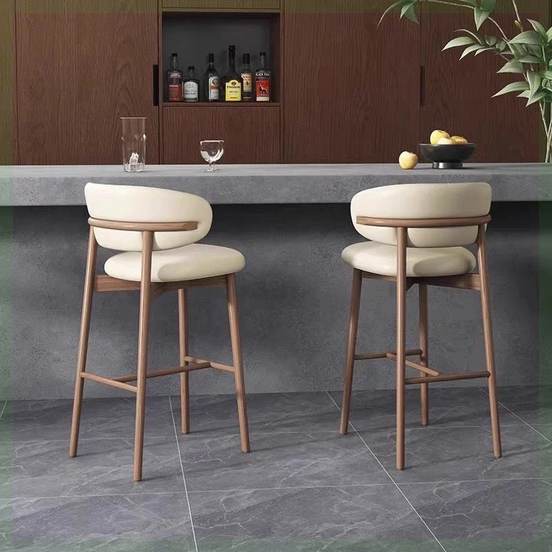 

Antique Ergonomic Bar Stools WoodenStool Kitchen Hoker Salon Bar Stools Breakfast Dining Taburete Alto Cocina Bar Furniture