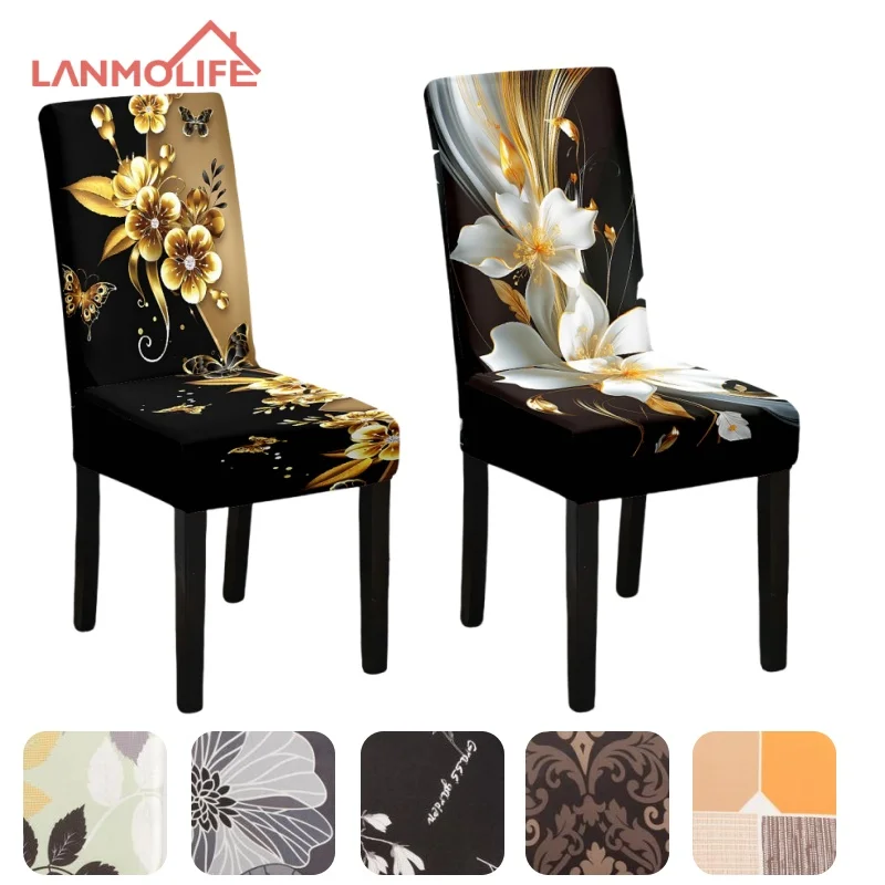 4/6PCS Dining Chair Covers Stretch Parsons Chair Covers Spandex Dust-Proof Furniture Protectors Home Decor Machine Washable