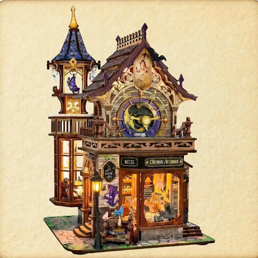 DIY Holz Miniatur Modell Kit Time Magic Club 3D Puzzle Puppenhäuser mit Möbel Puppenhaus für Freunde Geburtstagsgeschenke