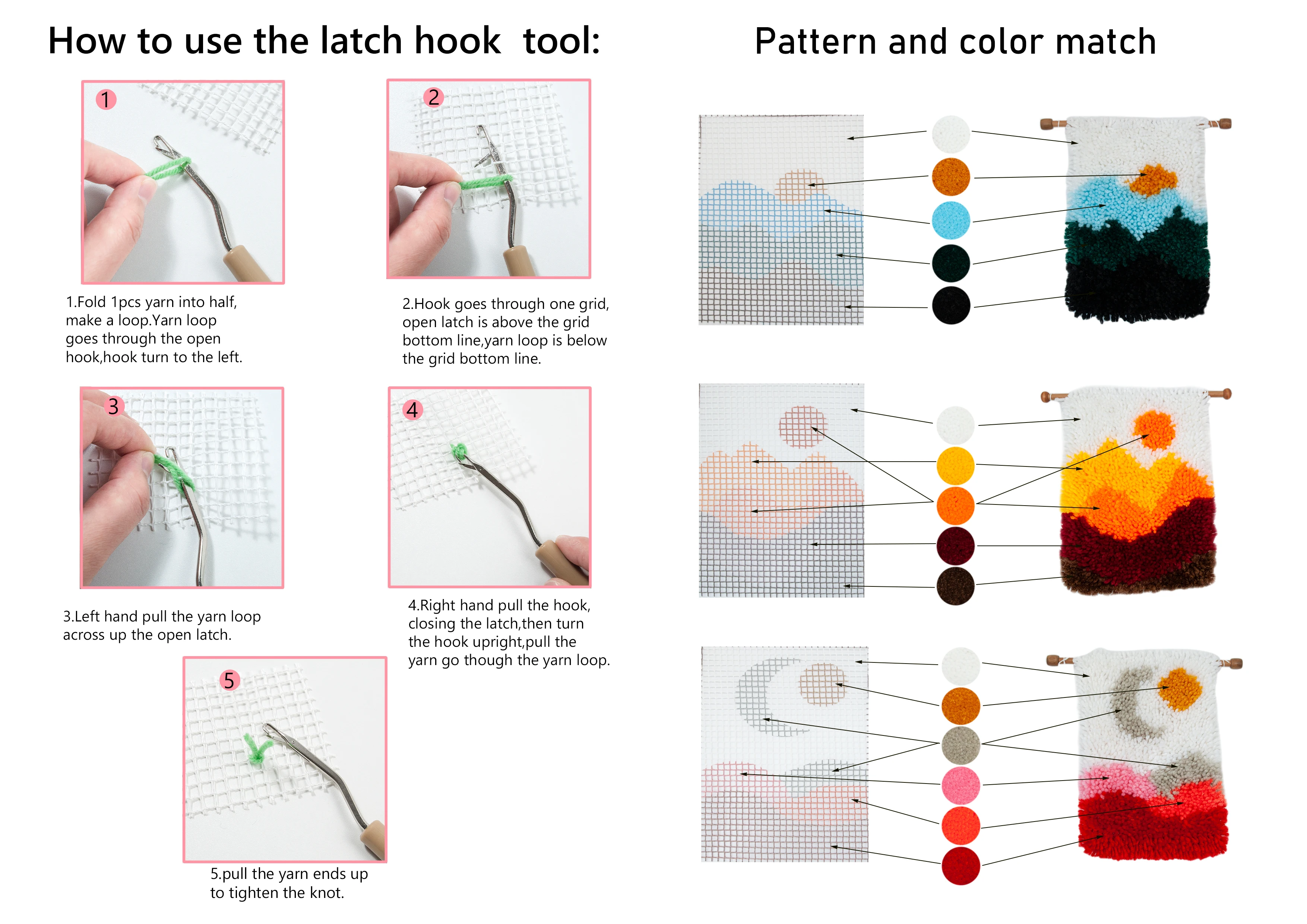 Scenery Series Latch Hook Kit Wall Hanging Tapestry DIY Kits With Pattern For Adult And Children Handmaking Crafts