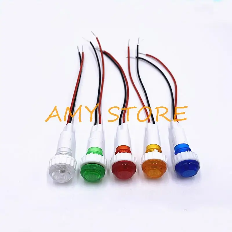 100pcs 19cm Cable XD10-6 White Red Yellow Blue Green LED or Bulb Signal Lamp Indicator Light 3V6V12V24V 36V220V 380V 10mm Thread