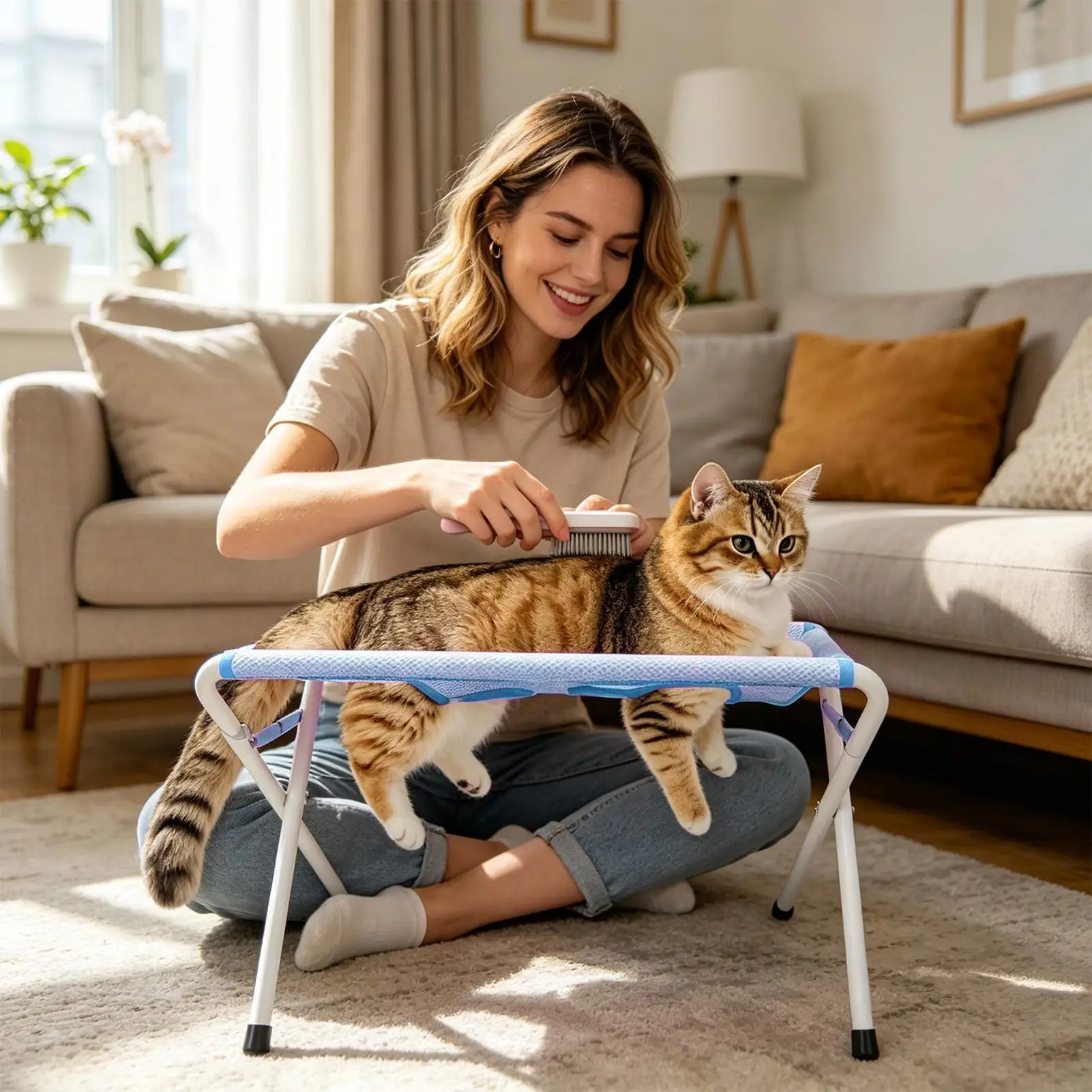Foldable Pet Grooming Hammock Stand Dog Cat Bathing Drying Table Nail Trimming Holder Helper Adjustable Restraint Rack For Pets